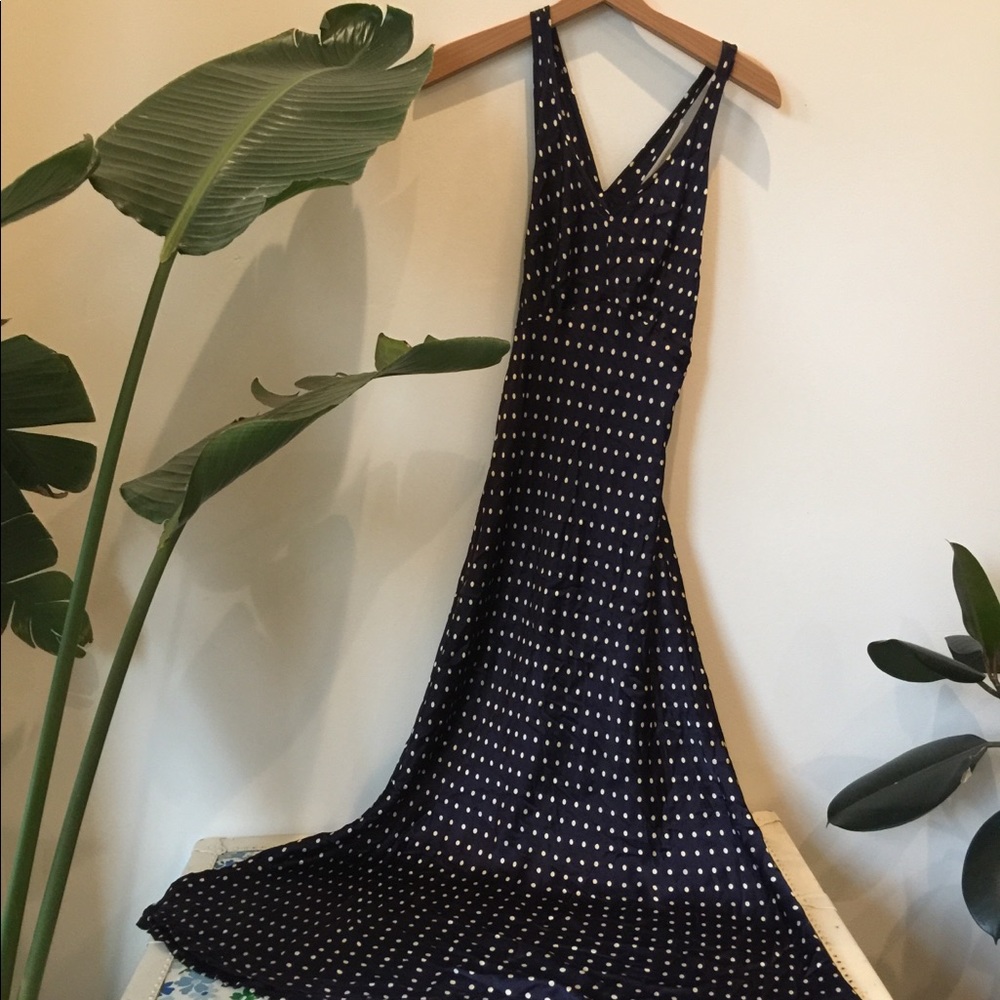 Vintage Betsey Johnson silk polka dot maxi large